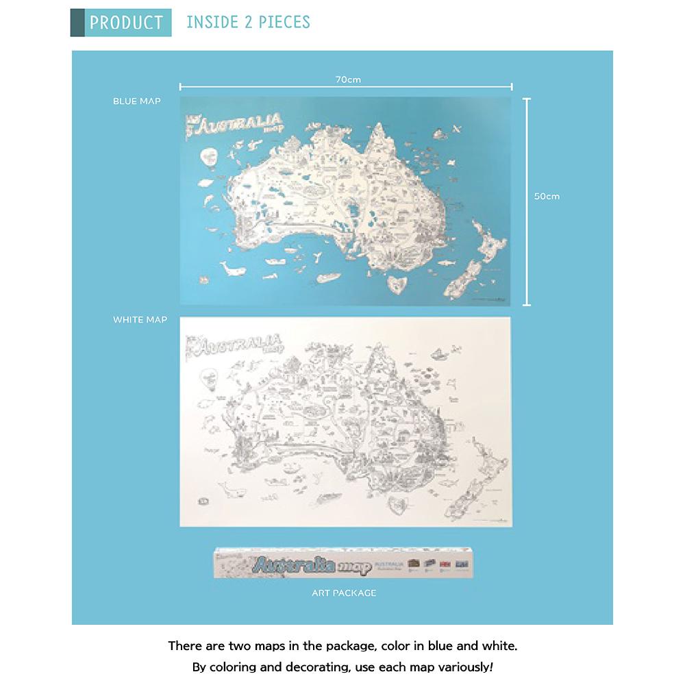 Dream Sky Nation-Map Decorative Coloring Painting DIY Paper Continent Map - Australia